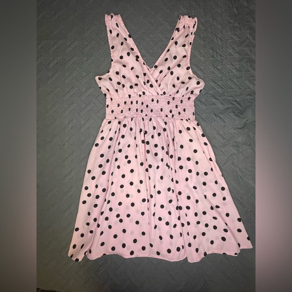 Planet Gold Pink and Black Polka Dot Dress
